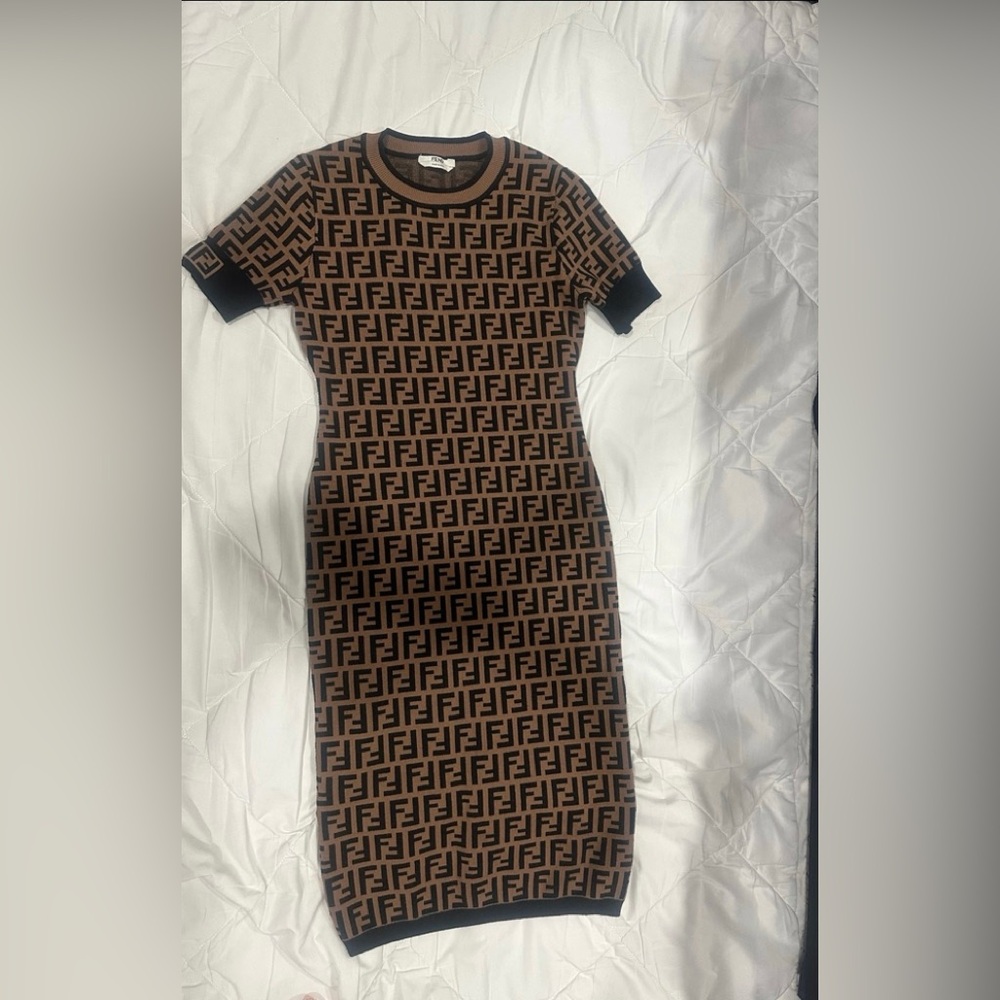 Fendi zucca logo midi dress